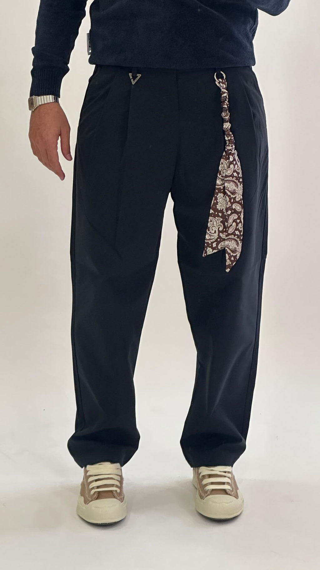 Pantalone con pinces blu notte