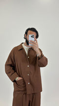 Completo overshirt e pantalone marrone