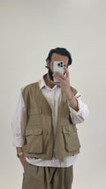 Completo gilet utility e pantalone verde oliva