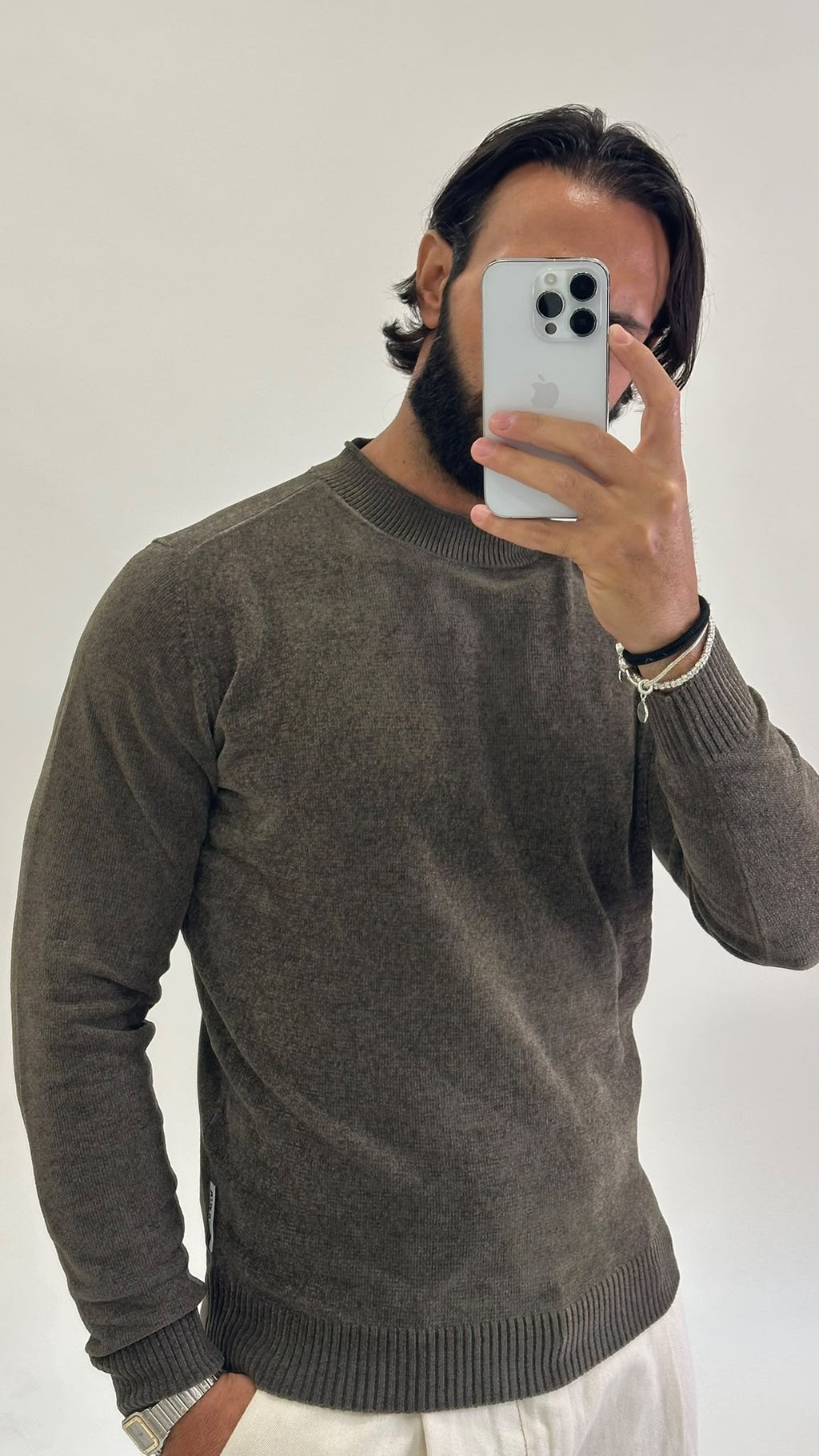Maglione girocollo marrone