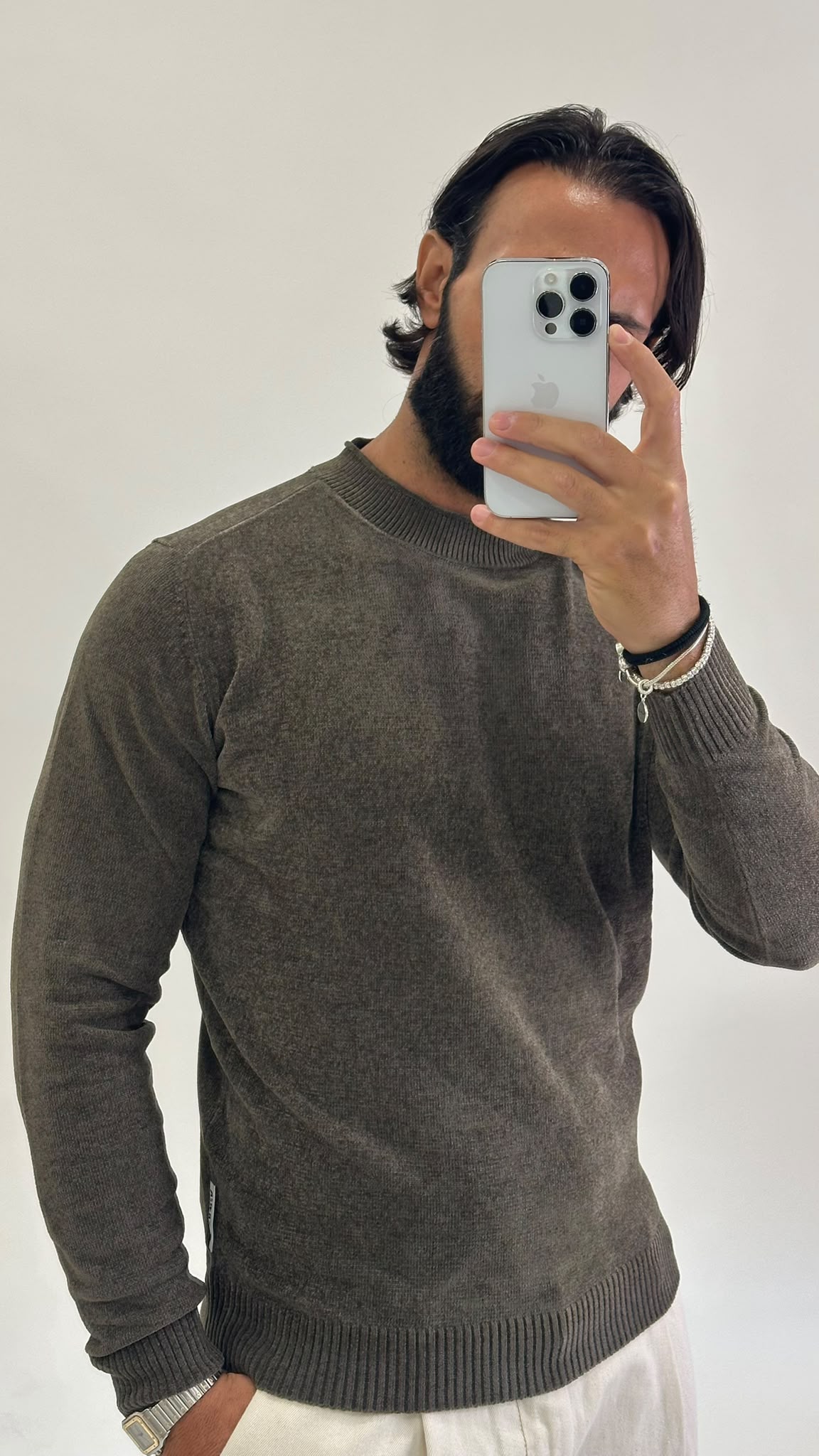 Maglione girocollo marrone