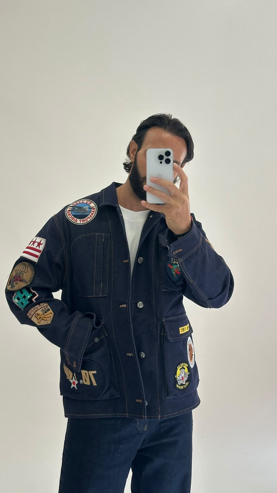 Giubbotto in denim con patch