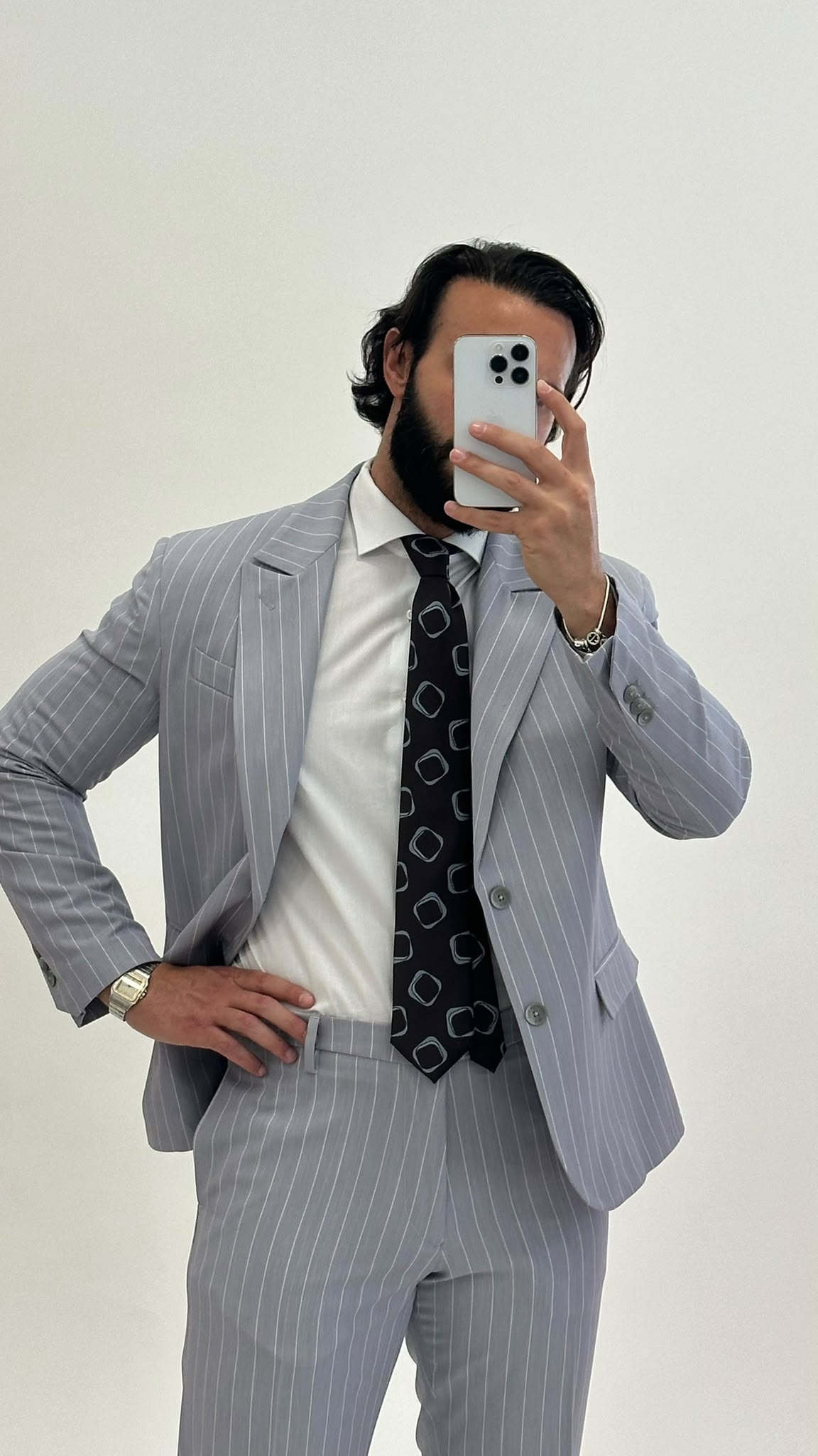 Abito gessato grigio perla Save Contemporary